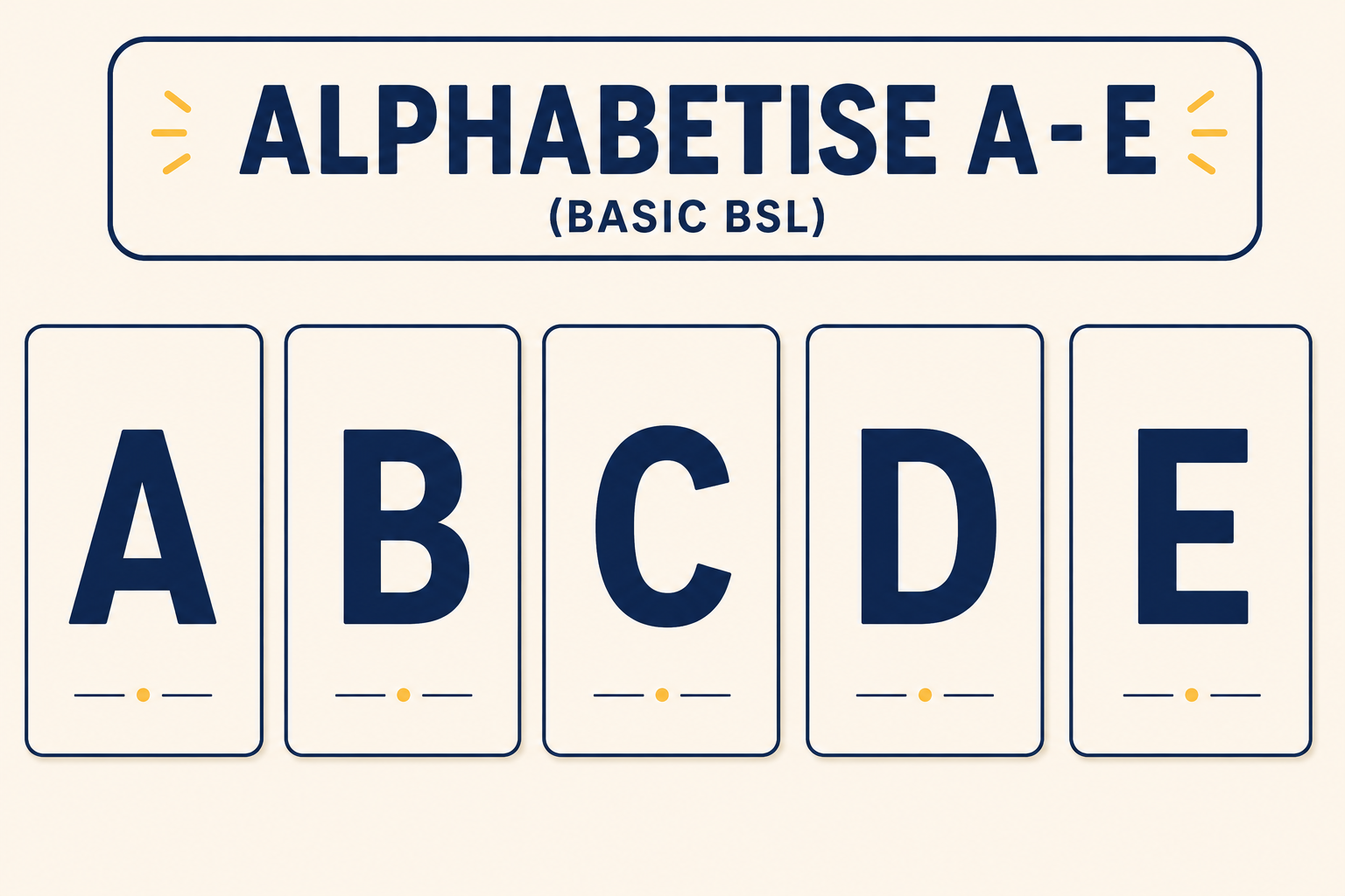 alphabetise A - E (Basic BSL)