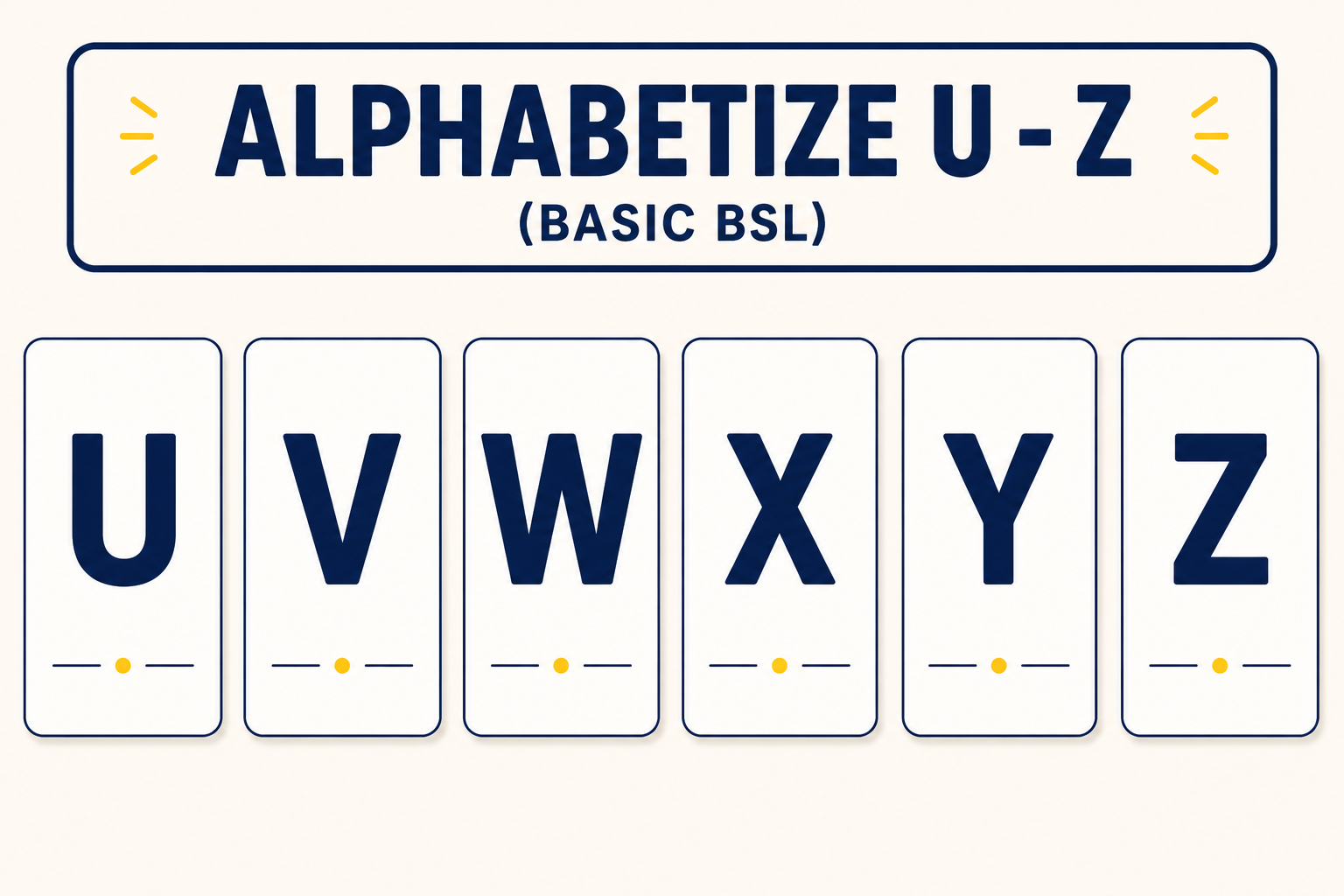 alphabetize U - Z (Basic BSL)